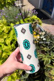 Cosmic Concho Western 20 oz Stainless Tumbler White Turquoise