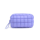 Cloud Nine Quilted Puffer Nylon Cosmetic Pouch in Denim