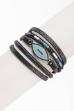 Vegan Leather Evil Eye Stacked Bracelet
