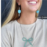 Blue Beaded Bow Western Coquette Necklace