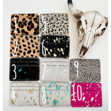 White Metallic Turquoise Cowhide Card Holder – Genuine Hair-On Leather Wallet