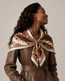 Beige Chain Print Square Scarf, 35.4 x 35.4 in