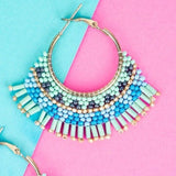 Natalia Mint Fringe Goldtone Hoop Earrings