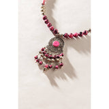 Luxi Concho Filigree Medallion Necklace – Pink