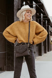 Light Sage Green Flapover Crossbody with Whipstitch and Tassel