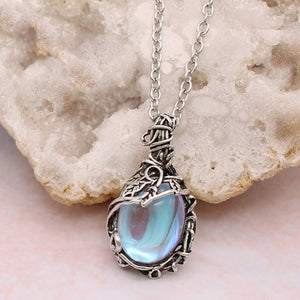 Dreamy Glass Drop Silver Ivy Necklace