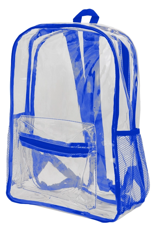 Extra Large Royal Blue Color Outlined Clear PVC Backpack