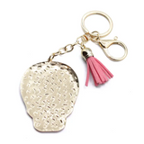 Pink Sugar Skull Tassel Keychain KeyRing Bag Charm