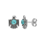 Blue Mohave Turquoise Bird Stud Earrings | 925 Sterling Silver