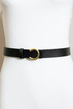 Minimalist Leather Gold Horseshoe Belt – Black