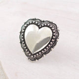 Silver Heart Concho Cuff Ring | Western Boho Statement Ring