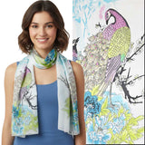 Silky Dress Scarf – Peacock White Multi