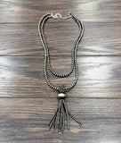 Navajo-Style 2-Strand Western Bead Tassel Necklace – Adjustable 24–30"