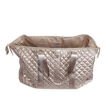 Diamond Quilted Weekender Duffle Bag – Champagne Gold