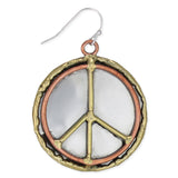 Mixed Metal Peace Sign Dangle Earrings | Gold, Silver & Bronze | Handmade in India
