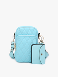 Parker Quilted 3 Compartment Crossbody with Pouch Glacial Blue