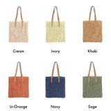 Handwoven Lightweight Woven Tote Paper Straw Light Orange Tan