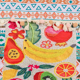 Fruit Boho Print Pom Pom Fringe Tote Bag in Multi