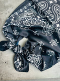 Black Bandana Paisley Western Wild Rag Scarf Silk Blend