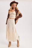 Boho Lace Maxi Skirt – Flowy Sheer Ecru