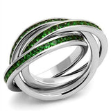 Rhodium Emerald Ring | Brass Band with Synthetic Glass Stone