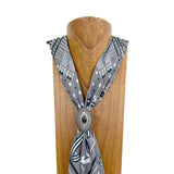 Western Silver Tone Concho with Black Center Stone Wild Rag Scarf Slide