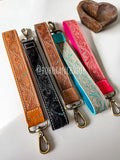 Hand Tooled Leather Wristlet Keychain Key Fob Chunky