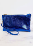 Liz 3 Compartment Crossbody Bag Metallic Royal Blue