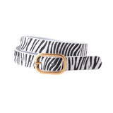 Western Cow Print Leather Belt - Calf Hair Belt with Gold Buckle