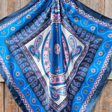 Blue Pink Purple Paisley Printed Western Southwestern Wild Rag Scarf Accent