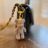 Twinkle Teddy Luxe Bag Charm Keychain Pink Aurora Borealis Crystal Bear