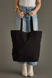 Western Boho Aztec Woven Cotton Shopper Tote Black Taupe Cream Brown Pom Tassel