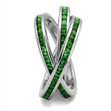 Rhodium Emerald Ring | Brass Band with Synthetic Glass Stone