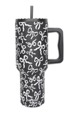 Black & White Bow 38 oz Stainless Steel Tumbler