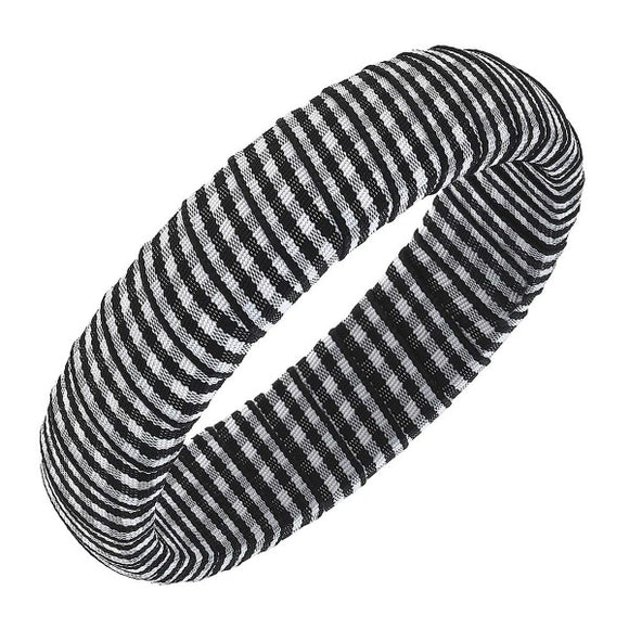 Gingham Wrapped Bangle Bracelet Black White