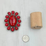 Western Silver Tone Stones With Large Center Red Stone Wild Rag Scarf Slide