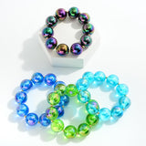 Chunky Circular Bead Stretch Bracelet Iridescent Black