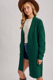 Open Front Knit Layering Sweater Cardigan Hunter Green