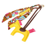 Vegan Leather Horse Tassel Scarf Keychain Bag Charm