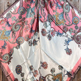 Pink Brown Paisley Printed Western Southwestern Wild Rag Scarf Accent