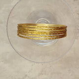 Dark Gold with Gold Glitter Thin Metal Bangles Metallics Stack of 6