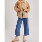 Boucle Button Front Woven Shacket Jacket Creamy Latte