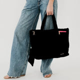 Presley Puffer Nylon Quilted Tote Bag With Pouch Black