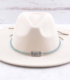Scripted Silver Fancy Navajo Beaded Hat Band