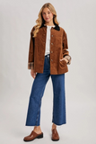 Camel Corduroy Barn Coat with Plaid Interior