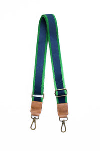 Preppy Blue Green Stripe Adjustable Crossbody Purse Bag Strap