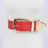 Vegan Patent Leather Wide Belt – Red (Plus Size)