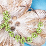 Pretty In Bloom Green Floral Hoop Earrings
