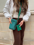Parker Quilted 3 Compartment Crossbody with Pouch Glacial Blue