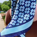 Four Petal Clover Scarf Blue Border